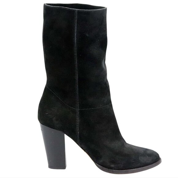 Jimmy Choo Music Tourmaline Boots Ankle Booties Womens 37 7 Black Suede Heels